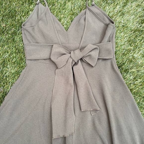 Arrays Bow Tie Spaghetti Strap A-Line Mini Dress Olive Green Summer Dress Large - Picture 9 of 11